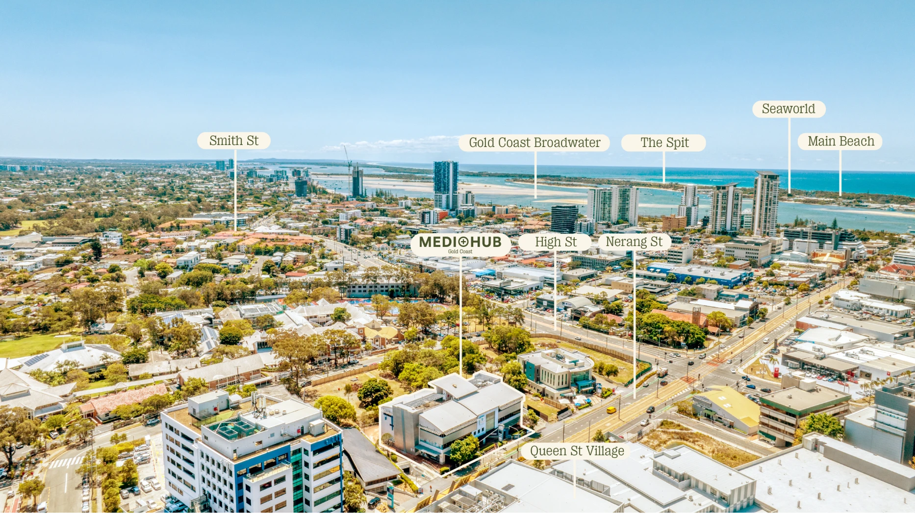 Aerial View of Medi Hub Gold Coast on Nerang Road